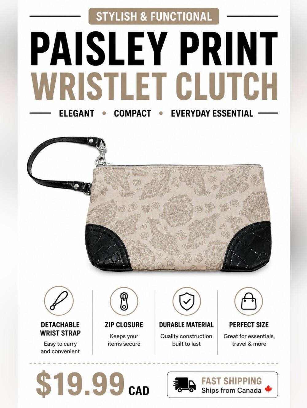 Bugatti Paisley Graphic Zip-Around Wristlet Wallet Clutch Purse Boho Print